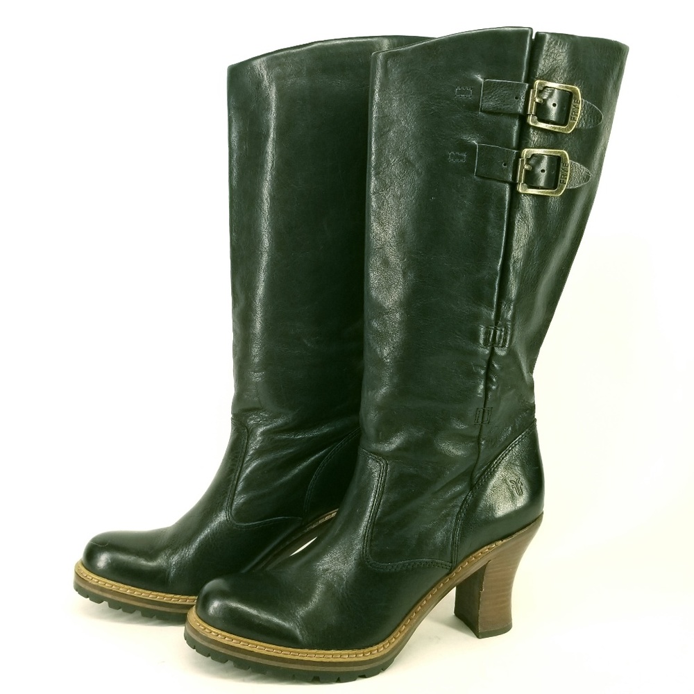 FRYE Mildred Tall Boots 9 Leather Buckle EC61